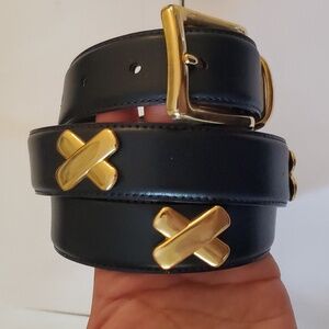 Navy blue women's X leather belt sizes S & M